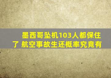 墨西哥坠机103人都保住了 航空事故生还概率究竟有